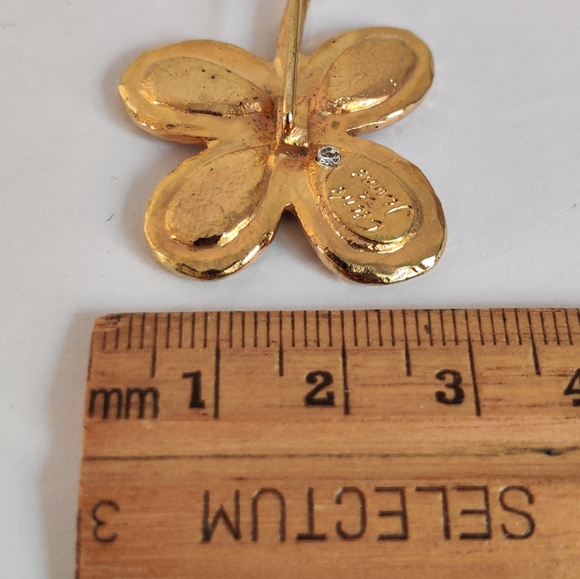 Designer Cecile Jeanne Paris Four Leaf Clover Stick pin brooch - Picture 11 of 11